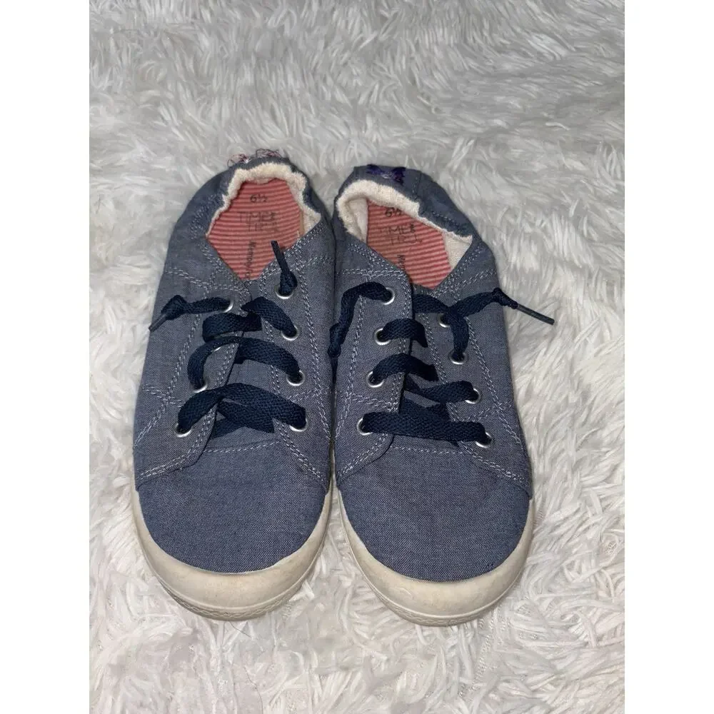 Time & Tru Women’s 6.5 Classic Blue Slip On Sneakers. Flexible, Comf, Cute